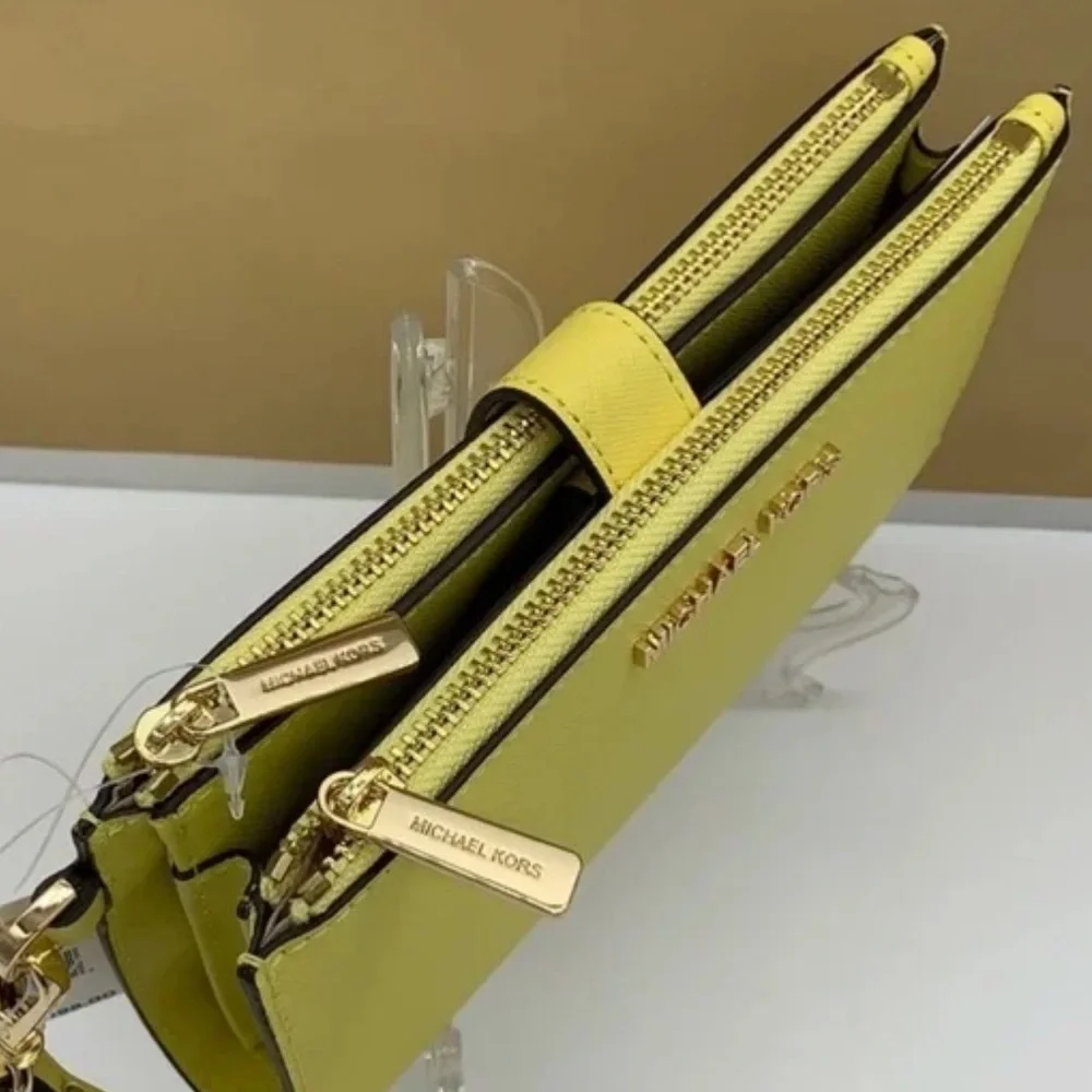 MICHAEL KORS LARGE DOUBLE ZIP WRISTLET  WALLET SUNSHINE
